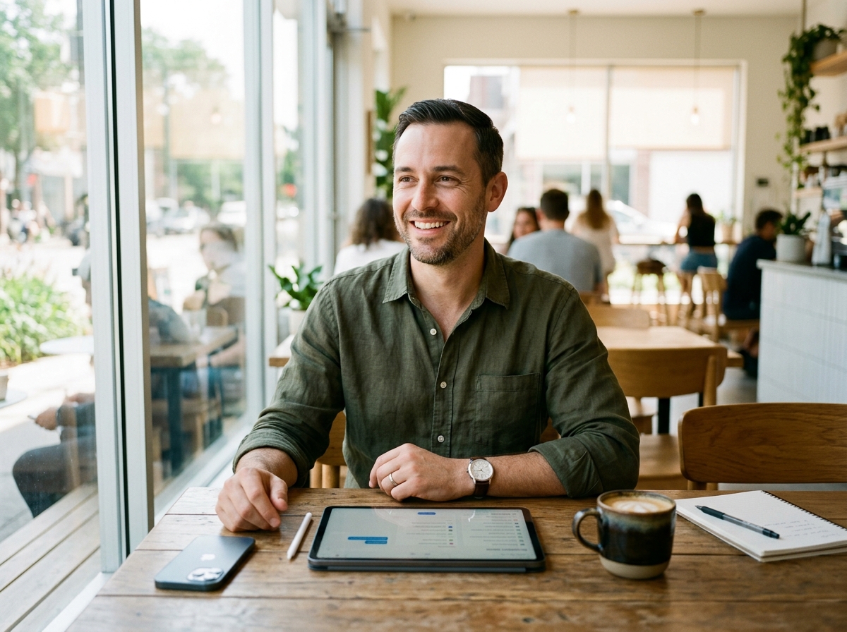 Business consultant working comfortably without busywork